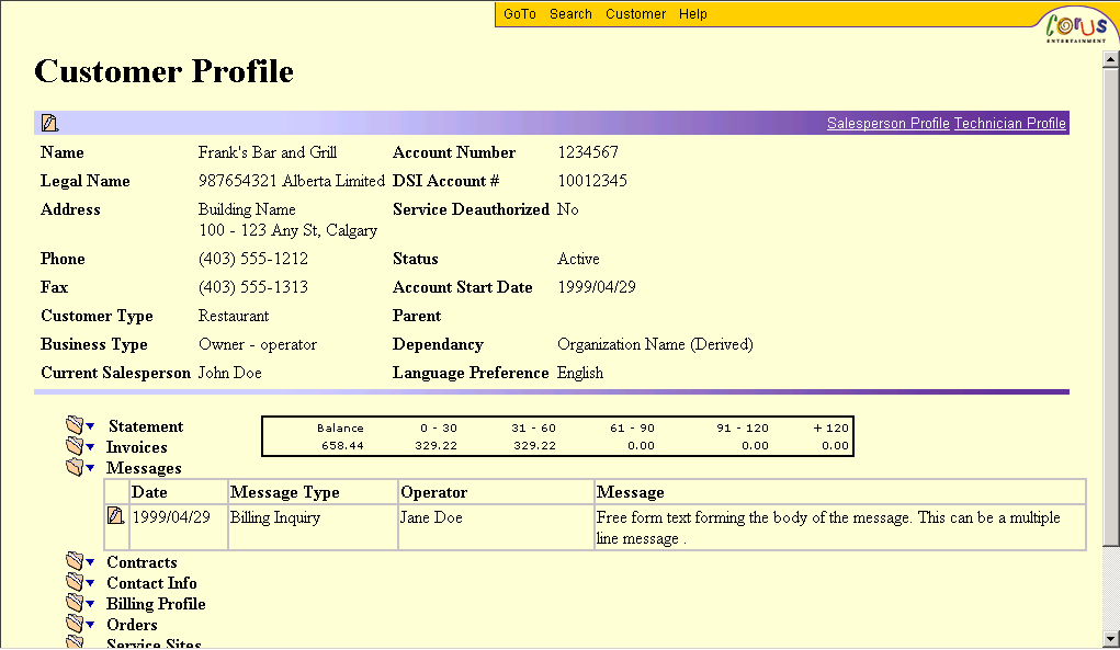 customer profile