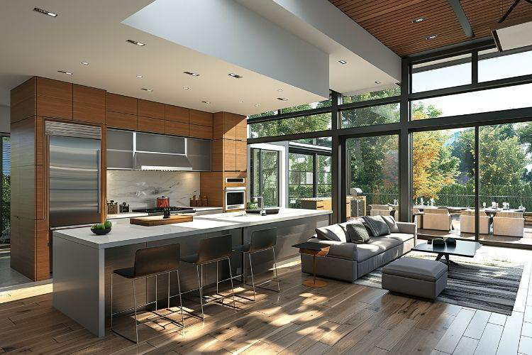 Modern Open Plan Kitchen and Living Area