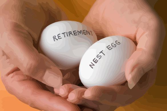 Woman Holding Retirement Nest Eggs