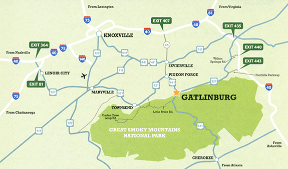 Map of the Area Around the Great Smoky Mountains