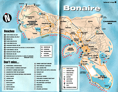 Bonaire Map with Beaches and Activities