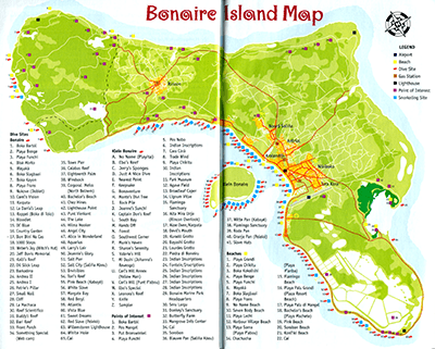 Bonaire Map with Dive Sites