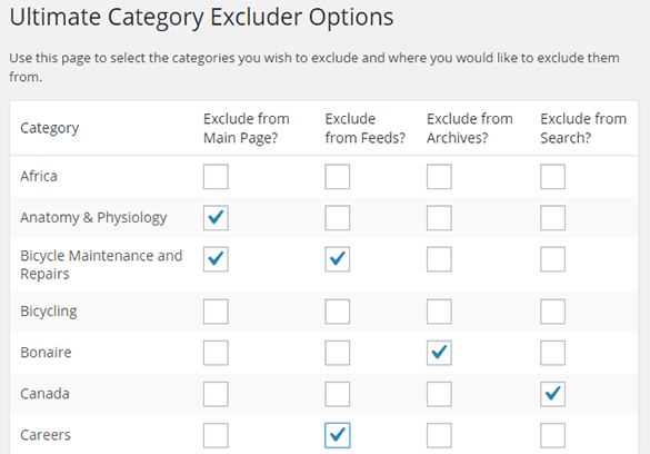 Ultimate Category Excluder Plugin Screenshot